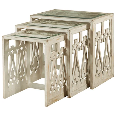 Summer Nesting Table with Decorative Fretwork End Panels